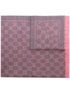 Gucci Logo-print Wool Scarf, Graphite/pink In Pink