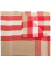 BURBERRY BEIGE AND RED CHECKED CASHMERE SCARF