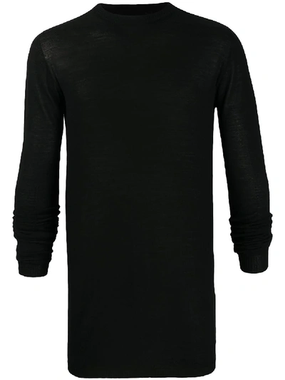 Rick Owens Long-line Ribbed Jumper In Black