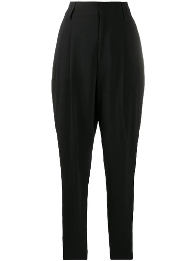 Red Valentino Pleat-detail Tapered Trousers In Black