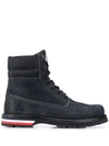 Moncler Vancouver Logo-stripe Lace-up Ankle Boots In Blue