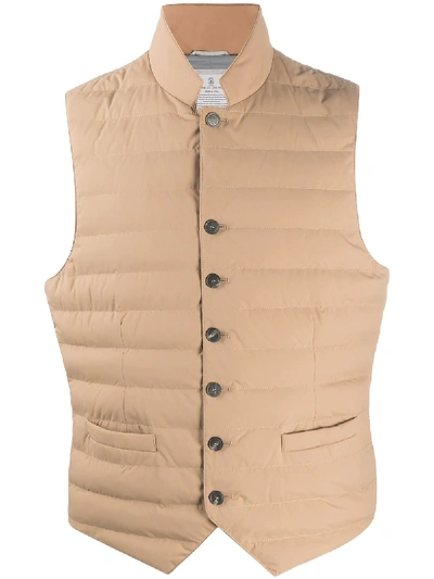 Brunello Cucinelli Padded Quilted Gilet In Brown