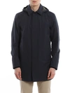 Herno Blue Technical Hooded Down Jacket In Blue