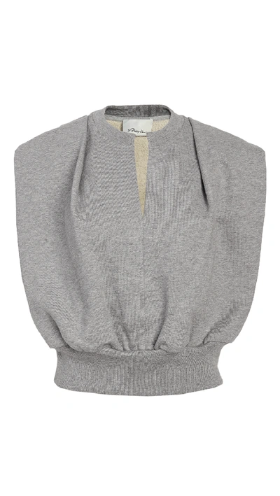 3.1 Phillip Lim French Terry Cotton Sleeveless Sweatshirt In Gr052-grey Melange