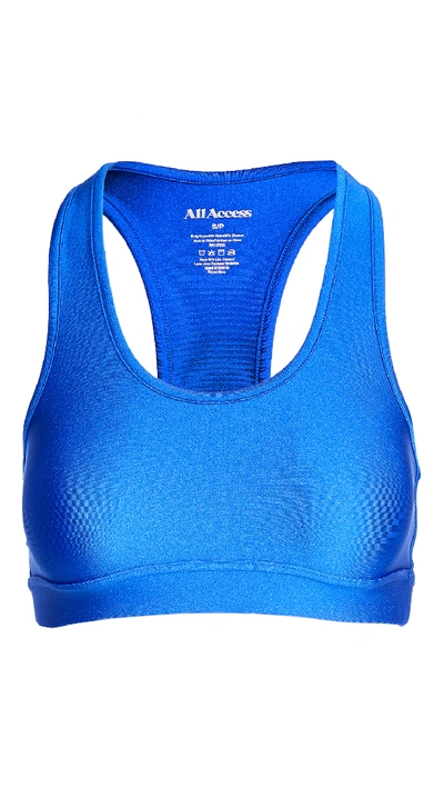 All Access Front Row Stretch Sports Bra In Bright Blue