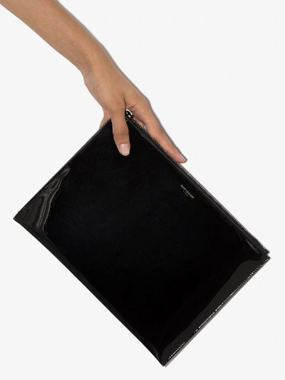 Saint Laurent Black Patent Leather Pouch Bag