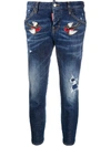 DSQUARED2 BIRD EMBROIDERY CROPPED JEANS