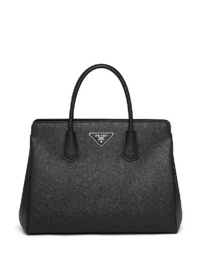 Prada Medium Saffiano Tote In Black