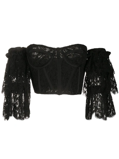 Zuhair Murad Lace Off-the-shoulder Top In Black
