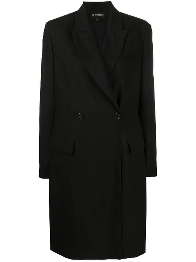 Ann Demeulemeester Wrap Style Overcoat In Blue