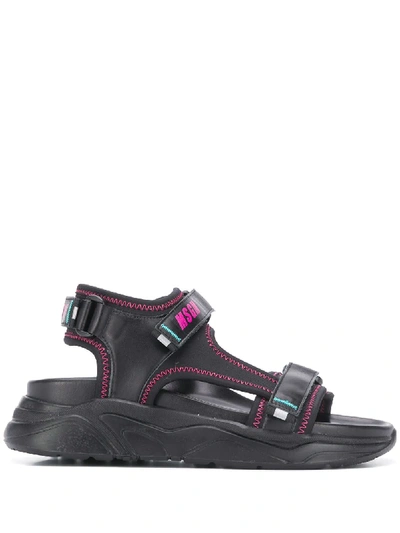 Msgm Touch-strap Chunky Sandals In Black