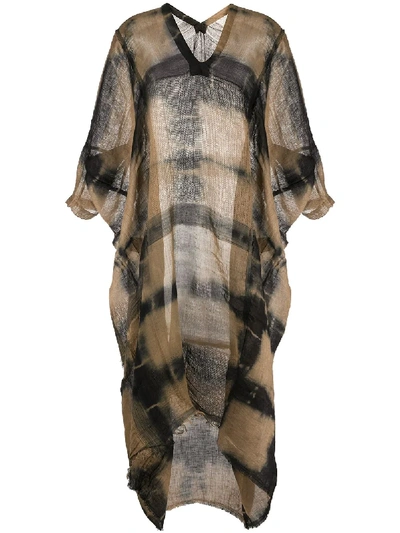 Masnada Sheer Kaftan Dress In Brown