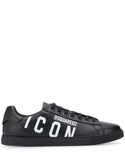 Dsquared2 Icon-print Low-top Sneakers In Black