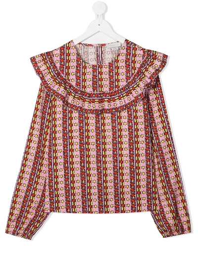 Stella Mccartney Teen Rising Stars Print Blouse In Stars Row Pink