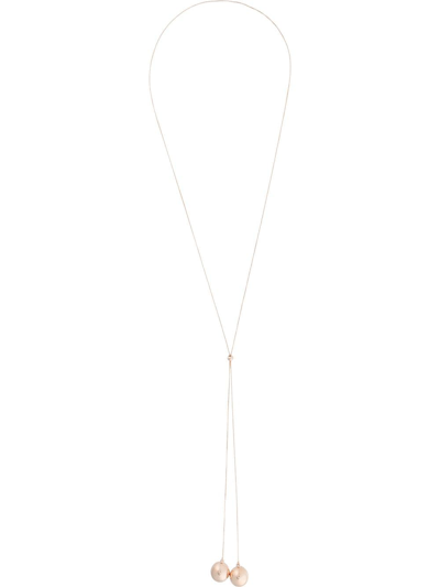 Bottega Veneta Sphere Drop-pendant Long Necklace In Metallic