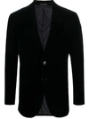 Giorgio Armani Velvet Single-breasted Blazer In Blue