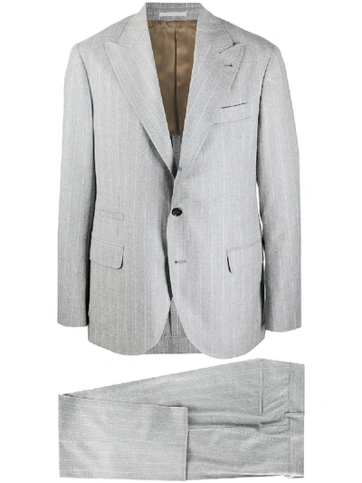 Brunello Cucinelli Striped Two-piece Suit In Grey