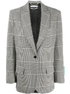 Off-white Houndstooth-check Single-breasted Blazer In Black
