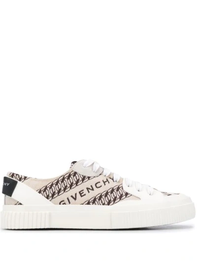 Givenchy Tennis Chain And Logo-jacquard Trainers In Beige