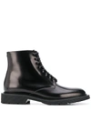 Saint Laurent Army Polished-leather Ankle Boots In Black