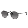 Ray Ban Round Flat Lenses Sunglasses Black Frame Grey Lenses 53-21 In Black