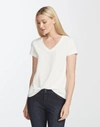Lafayette 148 Plus Size Cotton Jersey Short Sleeve V Neck T Shirt In White