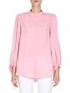 Alexander Mcqueen Collarless Draped-sleeve Blouse In Rosa