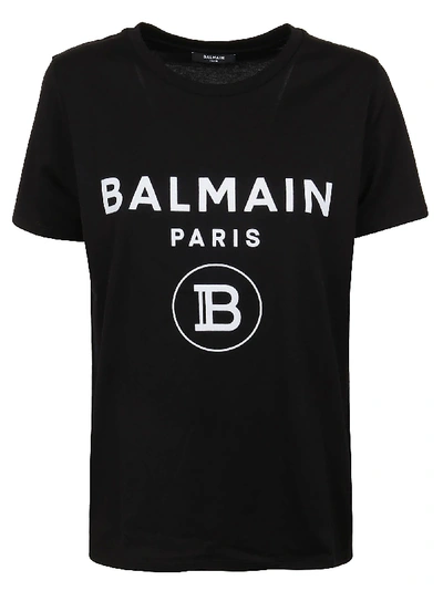 Balmain T-shirt In Eab Noir Blanc