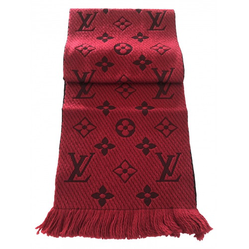 Pre-Owned Louis Vuitton Logomania Red Wool Scarf | ModeSens