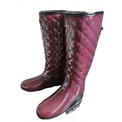 Pre-owned Hunter Purple Rubber Boots