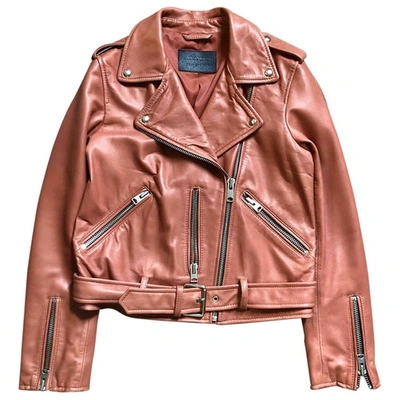 Pre-owned Allsaints Pink Leather Leather Jacket