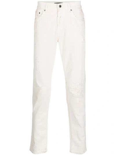 B-used Distressed Straight-leg Jeans In White
