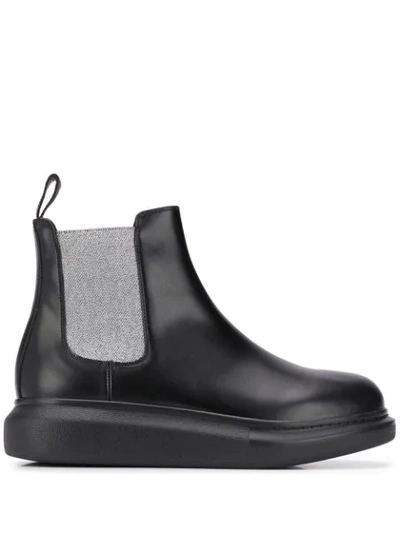 Alexander Mcqueen Glossed-leather Exaggerated-sole Chelsea Boots In Black/multicolor