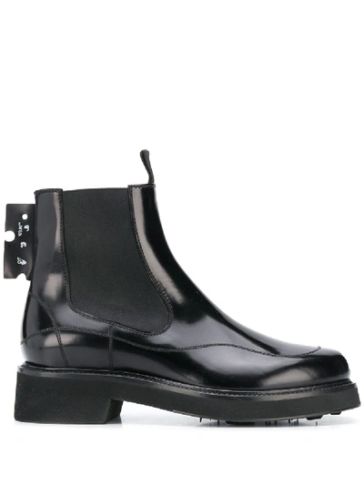 Off-white Leather Chelsea Ankle Boots In Black