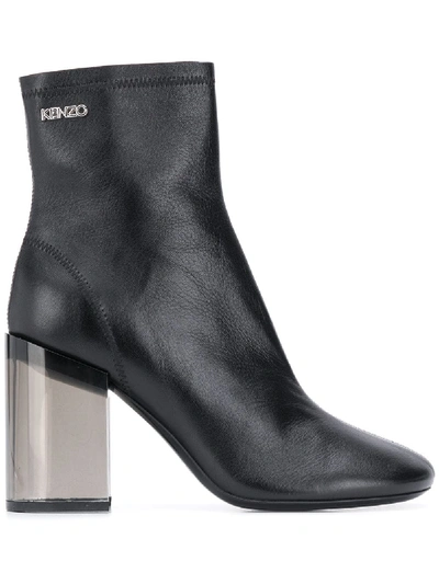 Kenzo K-round Heeled Boots In Black Nappa Leather