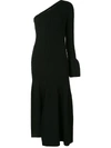 3.1 Phillip Lim One-shoulder Cutout Ribbed Wool-blend Midi Dress In Black