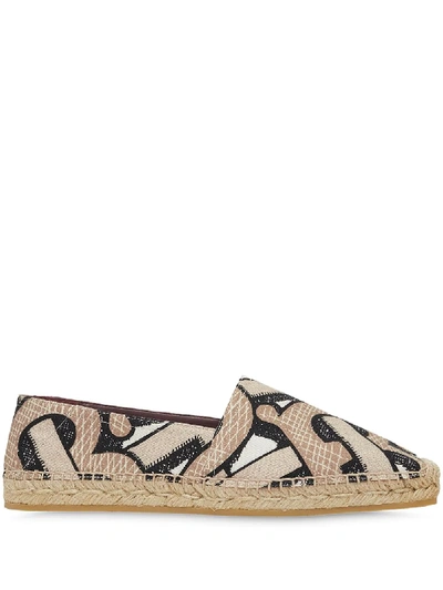 Burberry Monogram Print Canvas Espadrilles In Nude