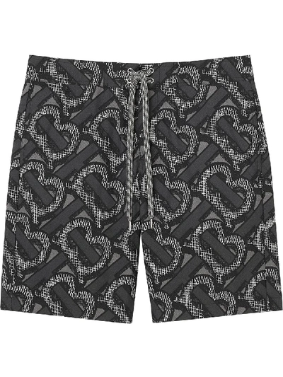 Burberry Badeshorts Mit Monogramm-print In Black