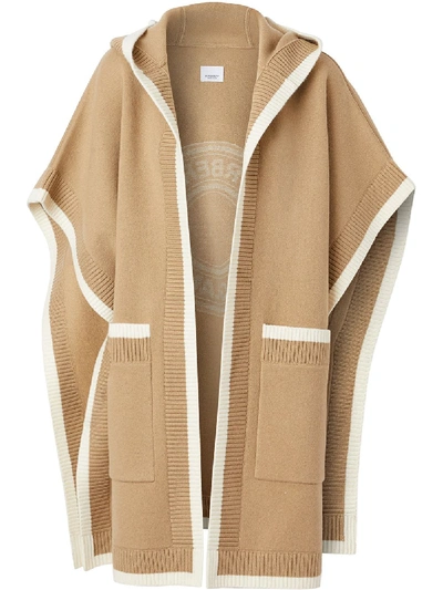 Burberry Womens Archive Beige Carla Logo-patch Wool And Cashmere-blend Cape