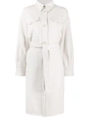 Brunello Cucinelli Belted Denim Coat In Neutrals