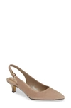 Bella Vita Scarlett Womens Leather Kitten Heel Slingback Heels In Almond Suede