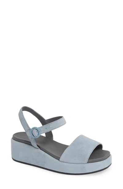 Camper Misia Platform Wedge Sandal In Medium Blue Leather