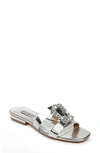 Badgley Mischka Josette Slide Sandal In Silver Leather