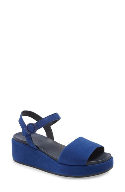 Camper Misia Platform Wedge Sandal In Navy Leather