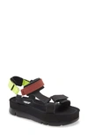 Camper Oruga Up Platform Sport Sandal In Black Multicolor Leather
