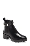 Karl Lagerfeld Pola Studded Chelsea Bootie In Black Leather