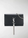 Saint Laurent Black Small Monogram Kate Tassel Satchel In 1000 Noir