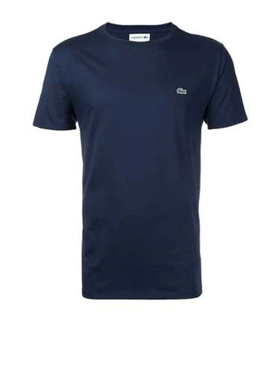 Lacoste Logo-embroidered Crew-neck T-shirt In Navy