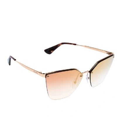 Pre-owned Prada Gold/pink Gradient Spr 68t Rimless Sunglasses