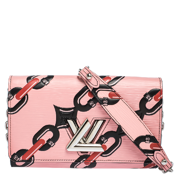Pre-Owned Louis Vuitton Pink Chain Flower Epi Leather Twist Wallet On Chain | ModeSens